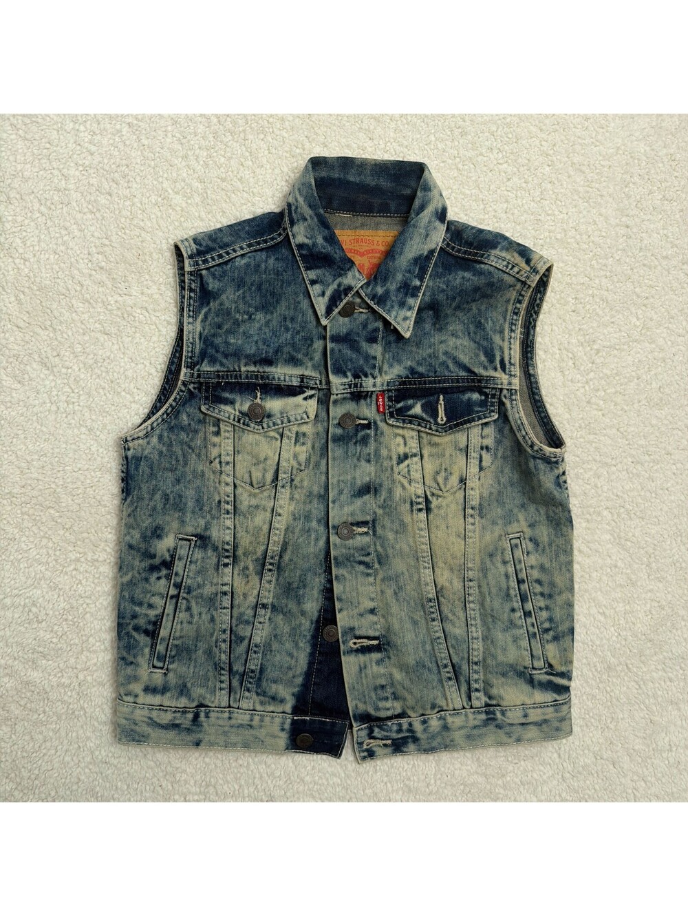 Levi's Kids Denim Vest Acid Wash Size M 10-12 Years Trucker Sleeveless Jacket